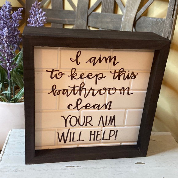 NEW! Modern Farmhouse Bathroom Rules Tile Inspired Wood Sign - Picture 5 of 5